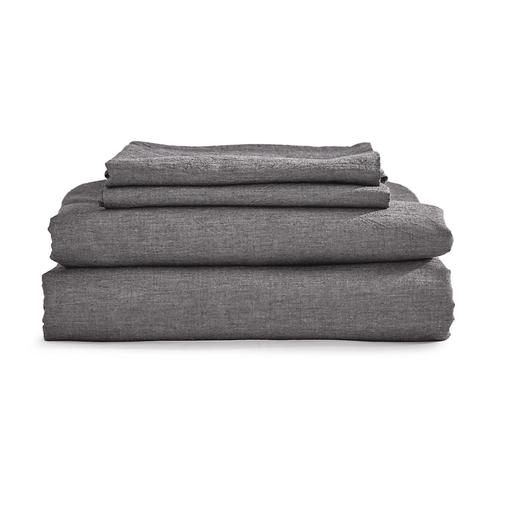 Luxurious Black King Size Washed Cotton Bedding Set by Cosy Club