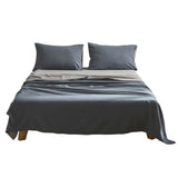 Luxurious Two-Tone King Cotton Sheet Set - Charcoal and Ocean Blue