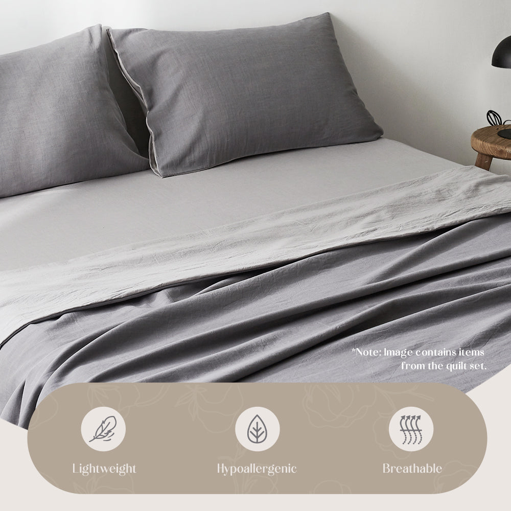 Cosy Club Grey Dual King Washed Cotton Sheet Set for Ultimate Comfort