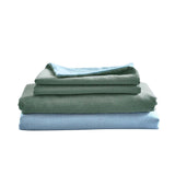 Cosy Club Hypoallergenic Washed Cotton Sheet Set in Green Blue for Queen Size - Low Angle