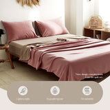 Cozy Club Hypoallergenic Washed Cotton Sheet Set in Pink and Brown for Queen Beds - Extra Image