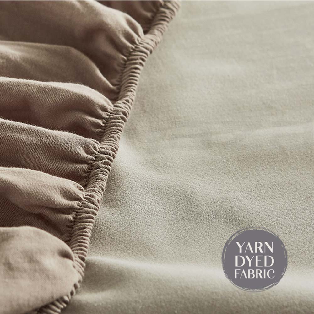 Cozy Club Hypoallergenic Washed Cotton Sheet Set in Pink and Brown for Queen Beds