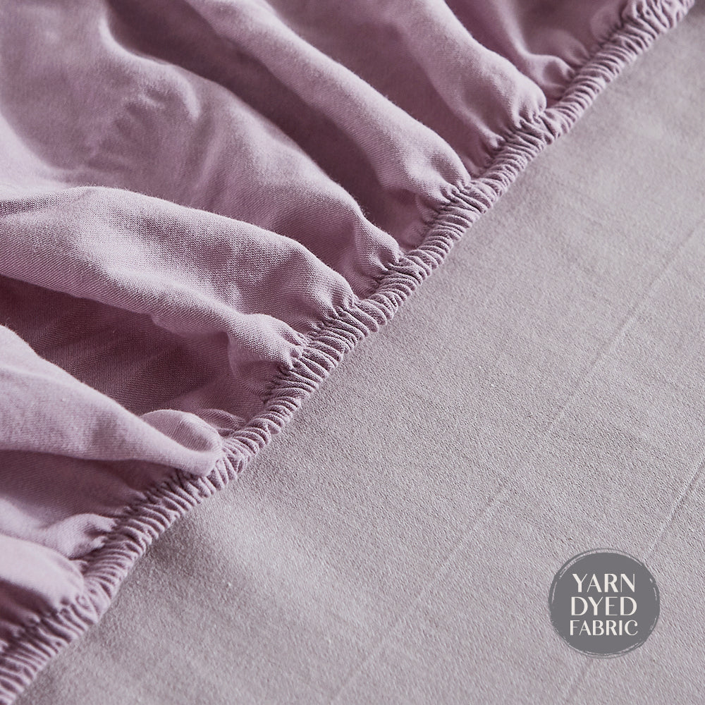 Blush and Lavender Hypoallergenic Washed Cotton Sheet Set for Queen Beds by Cosy Club