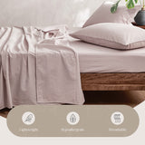 Lavender Luxe Washed Cotton Queen Bed Sheet Set - Top-Down View