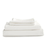 Luxurious White Cotton Queen Sheet Set with Pillow Cases - Cosy Club Essential - Rear View