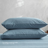 Premium Blue Cotton Sheet Set for Single Beds - Includes Flat Sheet & Pillowcase - Side View