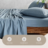 Premium Blue Cotton Sheet Set for Single Beds - Includes Flat Sheet & Pillowcase - Top-Down View