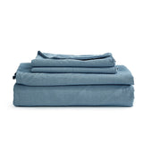 Premium Blue Cotton Sheet Set for Single Beds - Includes Flat Sheet & Pillowcase - Rear View