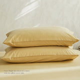 Sunny Yellow Single Bed Sheet Set with Flat Cover & Pillowcase - Side View