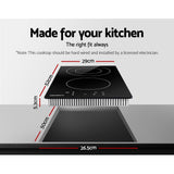 Devanti 30cm Electric Touch Control Ceramic Cooktop with 3 Cooking Zones and Safety Features - Side View