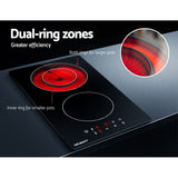 Devanti 30cm Electric Touch Control Ceramic Cooktop with 3 Cooking Zones and Safety Features - Top-Down View