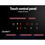 Devanti 30cm Electric Touch Control Ceramic Cooktop with 3 Cooking Zones and Safety Features - Rear View