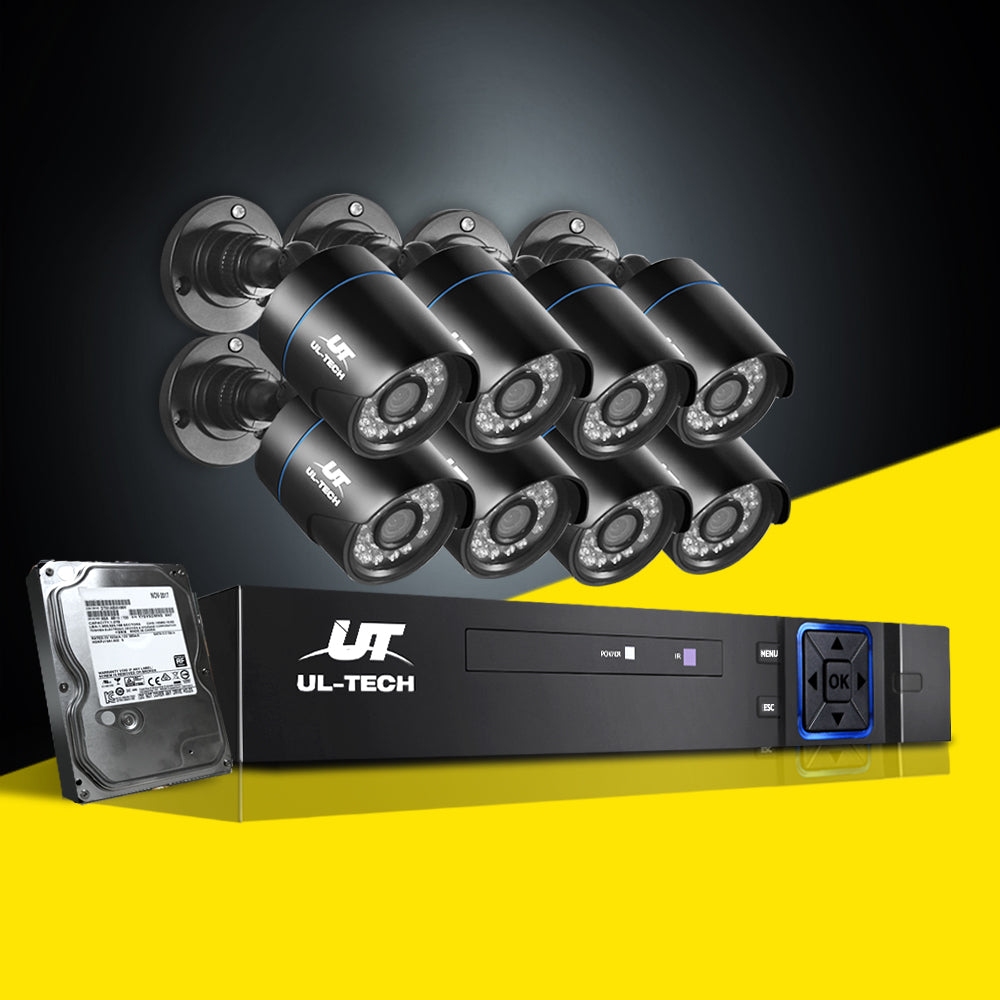 UL-Tech 8-Channel 1080P CCTV Security System with 2TB Storage and 8 High-Definition Cameras