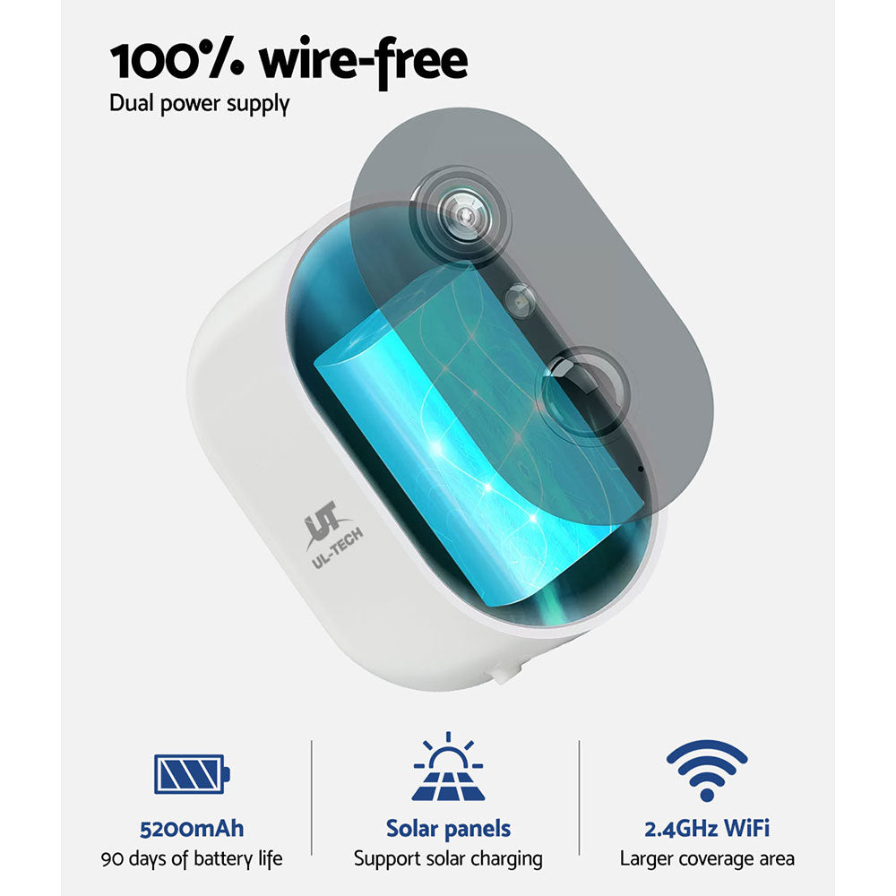 UL-Tech 1080P Rechargeable Outdoor Solar Security Camera with Wireless Connectivity