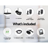 Wireless 1080P CCTV Security System with 2TB HDD and 4CH NVR - Includes 2 Cameras - 45-Degree Angle