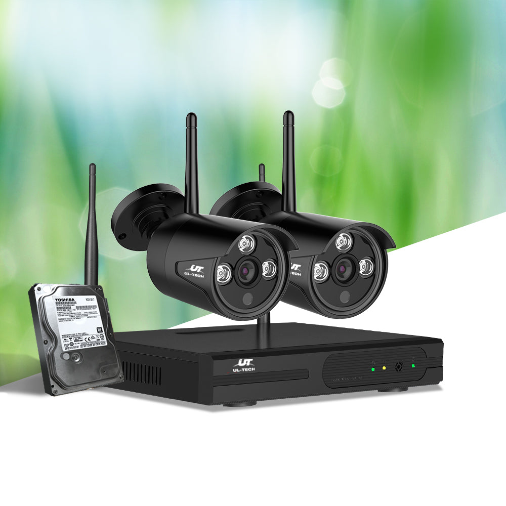 Wireless 1080P CCTV Security System with 2TB HDD and 4CH NVR - Includes 2 Cameras