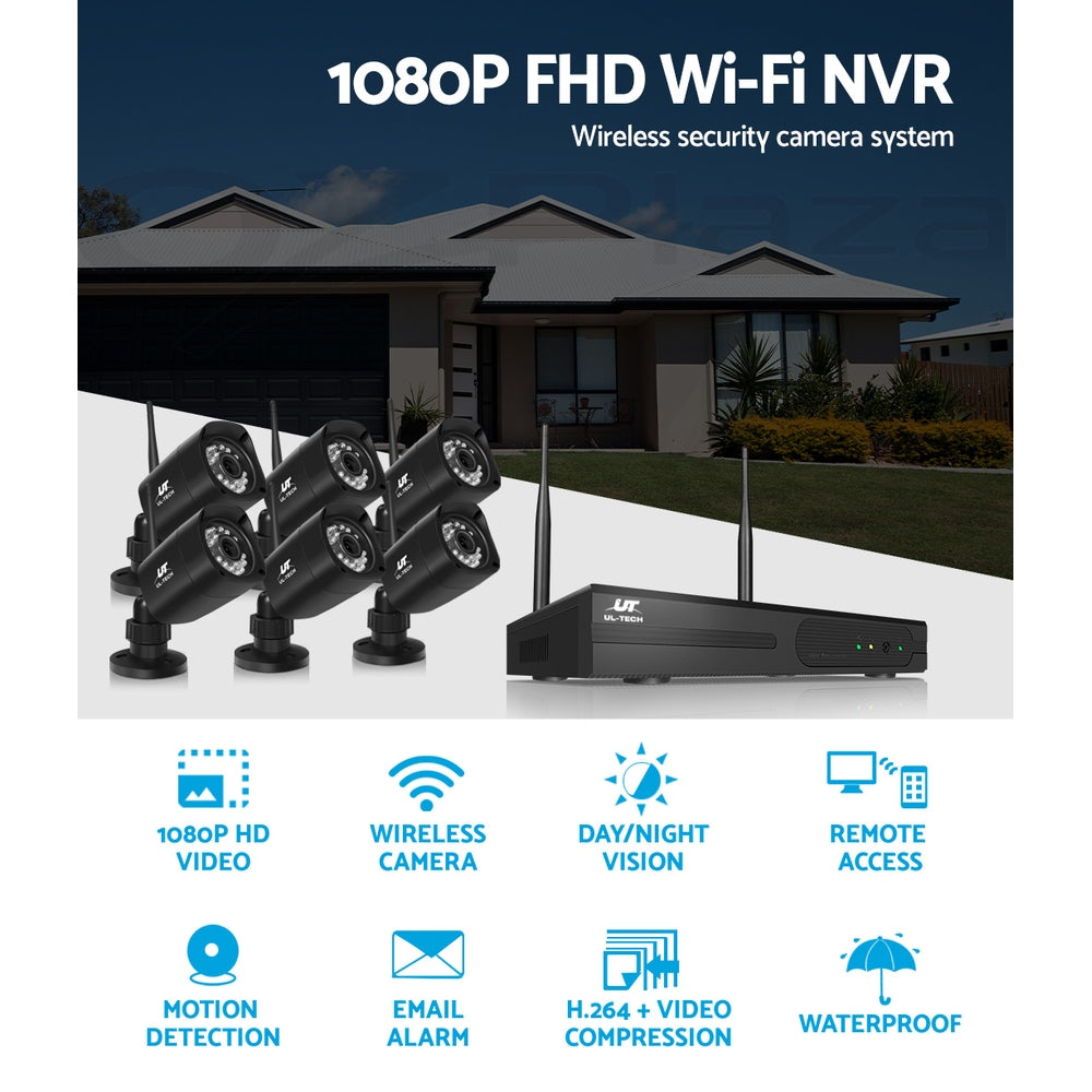 1080P Wi-Fi Wireless Security Camera System with 6 Cameras and 1TB HDD - UL-Tech 8CH Home Surveillance Kit