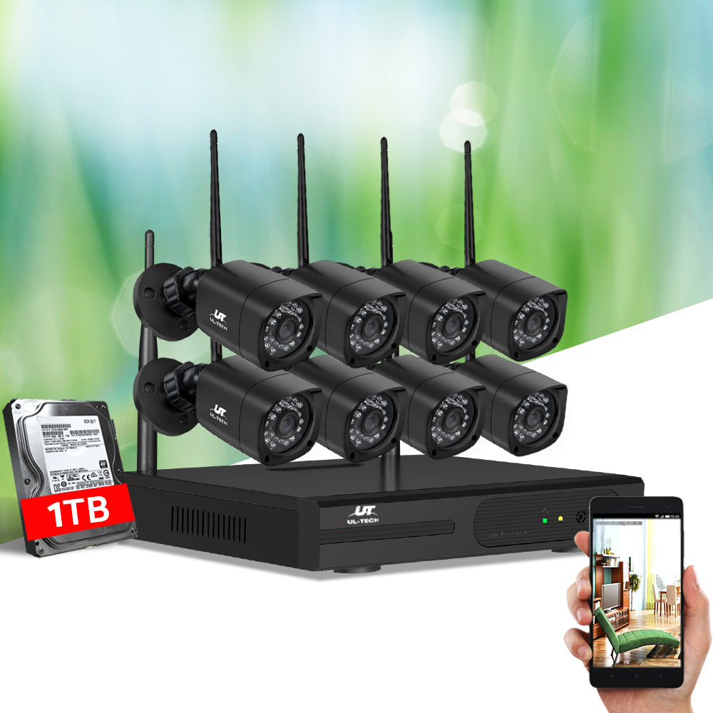1080P Wireless 8-Channel CCTV Security Camera System with 1TB HDD & Remote Access