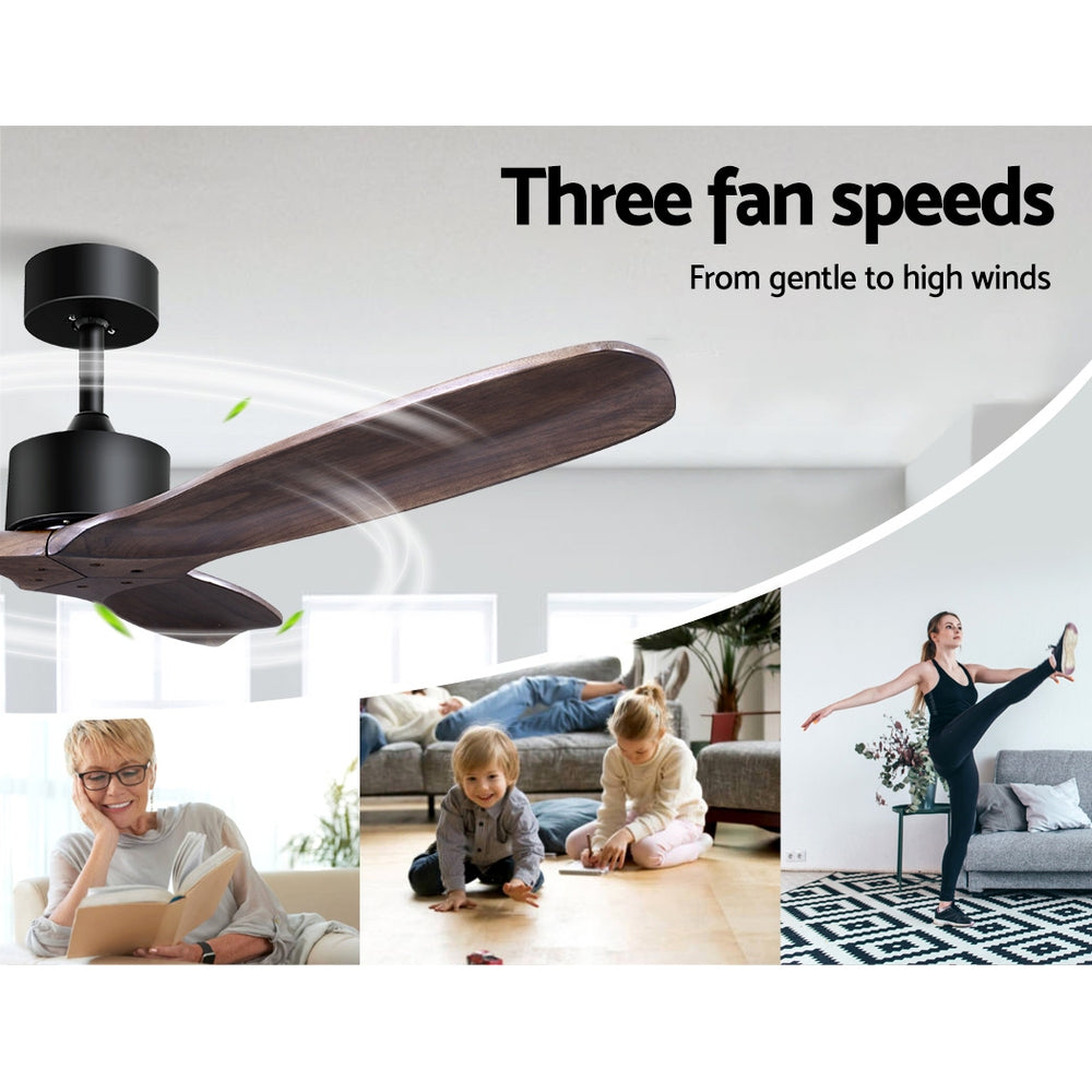 Remote-Controlled 52'' Wooden Ceiling Fan with 3 Blades and 8-Hour Timer
