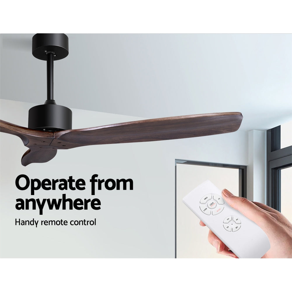 Remote-Controlled 52'' Wooden Ceiling Fan with 3 Blades and 8-Hour Timer