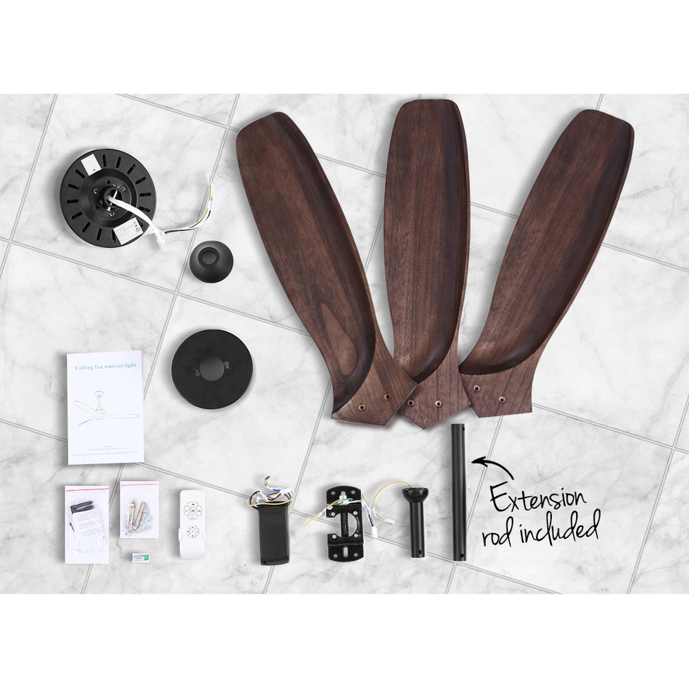 Remote-Controlled 52'' Wooden Ceiling Fan with 3 Blades and 8-Hour Timer