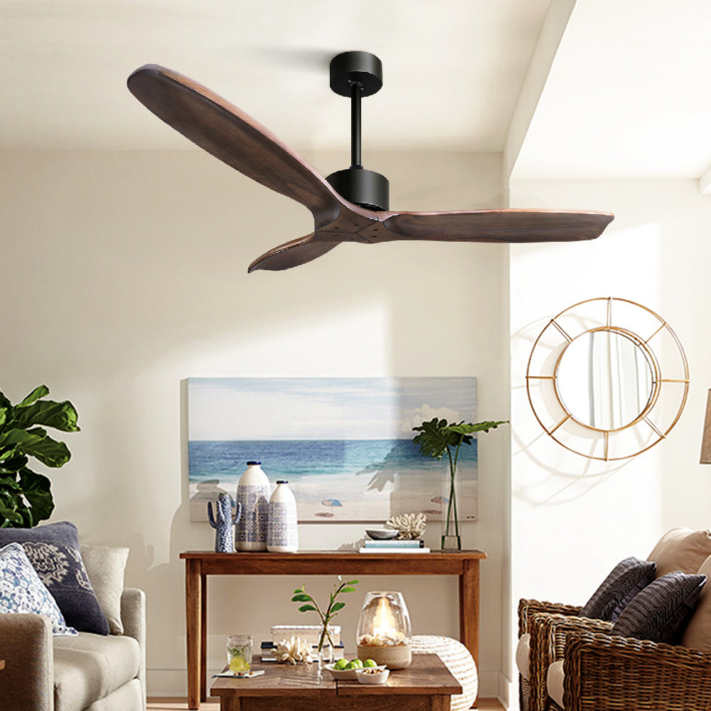 Remote-Controlled 52'' Wooden Ceiling Fan with 3 Blades and 8-Hour Timer