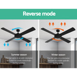 Devanti 52-Inch Remote-Controlled Ceiling Fan - Black - Low Angle