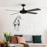 Devanti 52'' Ceiling Fan AC Motor 4 Blades w/Remote - Black