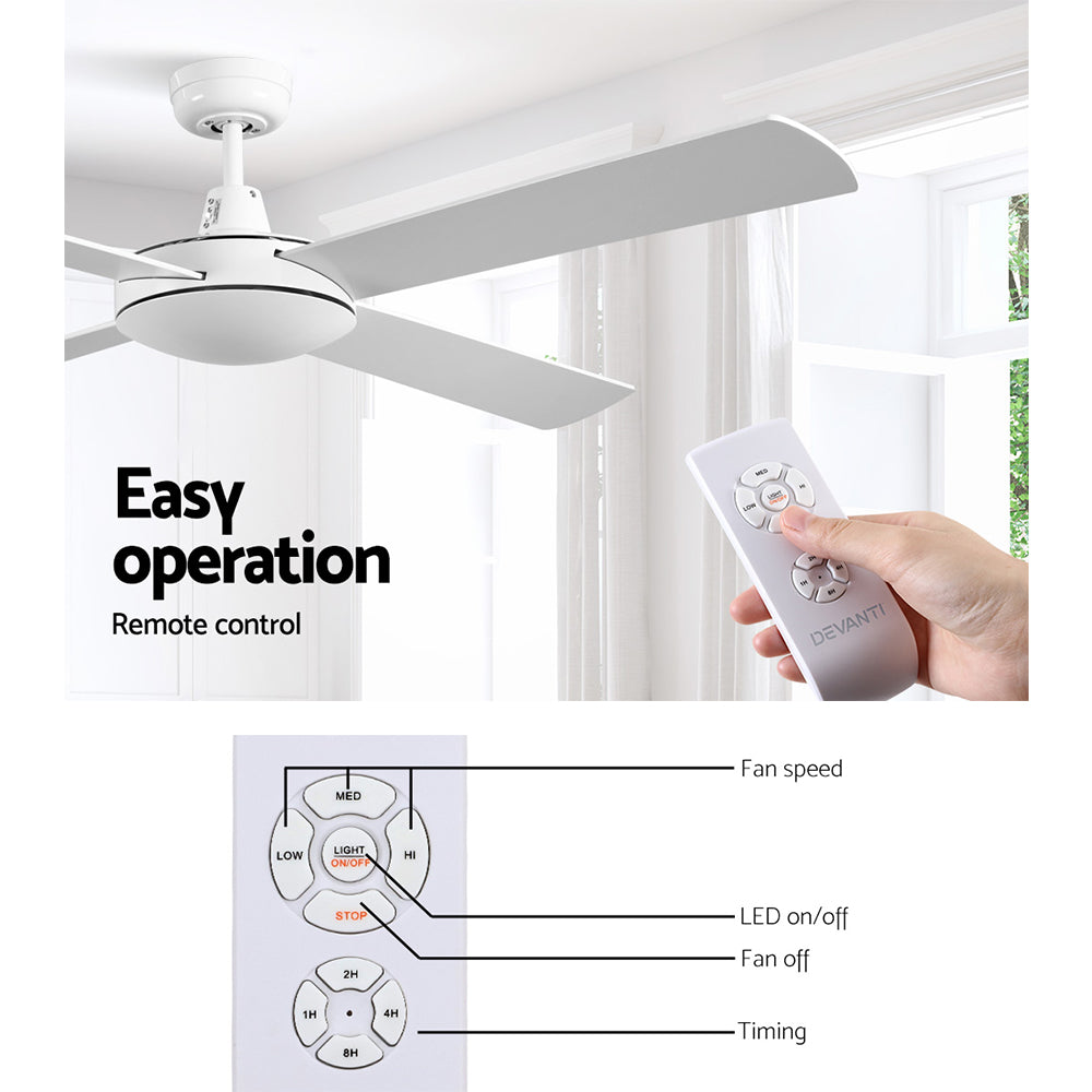 Devanti 52'' Remote-Controlled Ceiling Fan - White