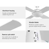 Devanti 52'' Remote-Controlled Ceiling Fan - White - Rear View