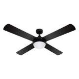 Devanti 52-Inch Remote-Controlled Ceiling Fan with LED Light - Black - Front View