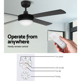 Devanti 52-Inch Remote-Controlled Ceiling Fan with LED Light - Black - 45-Degree Angle