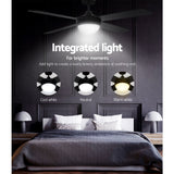 Devanti 52-Inch Remote-Controlled Ceiling Fan with LED Light - Black - Close-Up Angle