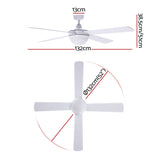 Devanti 52-Inch Remote-Controlled Ceiling Fan with Adjustable LED Light - White - Close-Up Angle