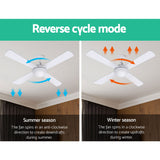 Devanti 52-Inch Remote-Controlled Ceiling Fan with Adjustable LED Light - White - 45-Degree Angle