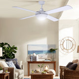 Devanti 52-Inch Remote-Controlled Ceiling Fan with Adjustable LED Light - White