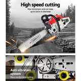 Giantz Chainsaw Petrol 52CC 20" Bar Commercial E-Start Pruning Chain Saw White,Giantz Chainsaw Petro