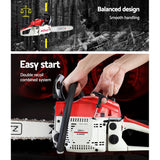 Giantz Chainsaw Petrol 52CC 20" Bar Commercial E-Start Pruning Chain Saw White,Giantz Chainsaw Petro