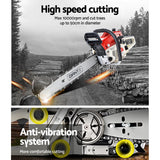 Giantz Chainsaw Petrol 75CC 18 Bar Commercial E-Start Pruning Chain Saw