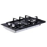 Devanti 30cm Black Gas Cooktop with 2 Burners and Safety Features for Home Cooking - Side View
