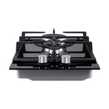 Devanti 30cm Black Gas Cooktop with 2 Burners and Safety Features for Home Cooking - 45-Degree Angle