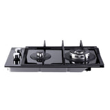 Devanti 30cm Black Gas Cooktop with 2 Burners and Safety Features for Home Cooking - Rear View