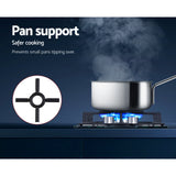 Devanti 30cm Black Gas Cooktop with 2 Burners and Safety Features for Home Cooking - Close-Up Angle