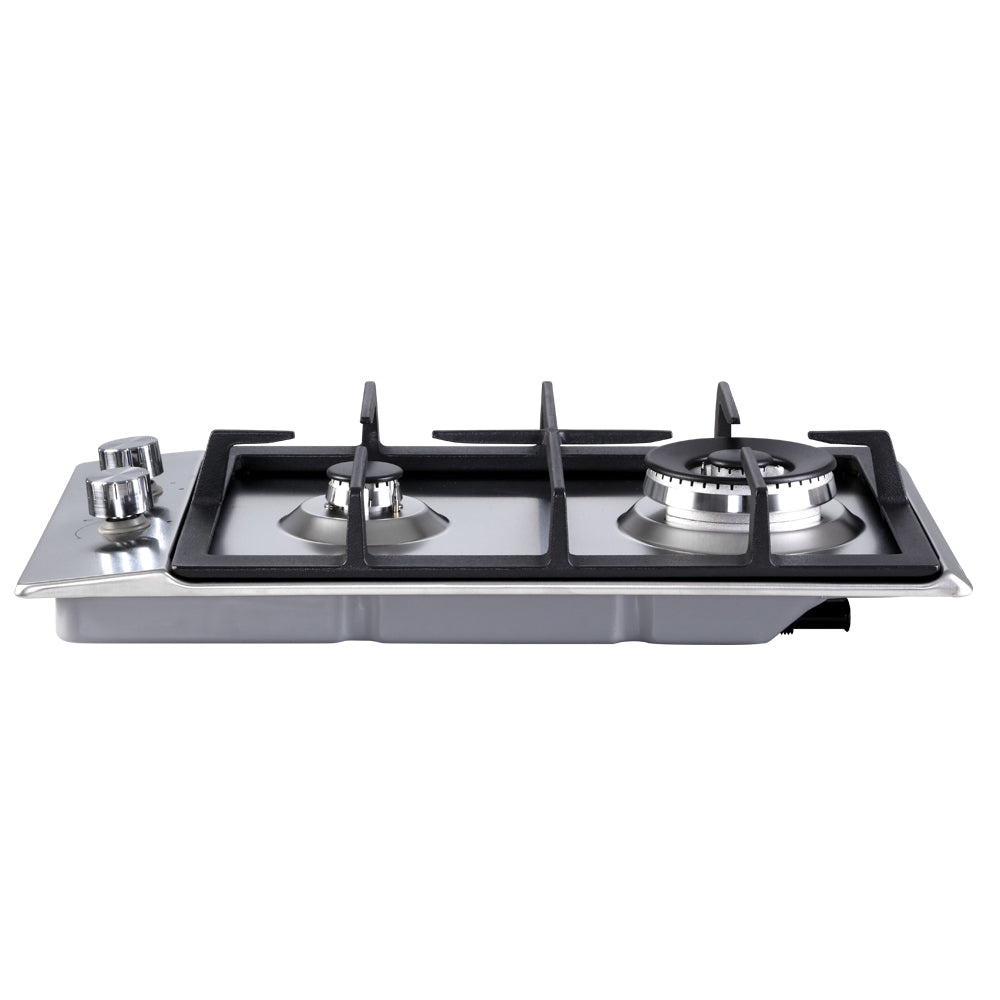 Devanti 30cm Stainless Steel Gas Cooktop with 2 Burners and Safety Features