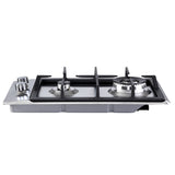 Devanti 30cm Stainless Steel Gas Cooktop with 2 Burners and Safety Features - Rear View
