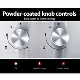 Devanti 30cm Stainless Steel Gas Cooktop with 2 Burners and Safety Features - Low Angle