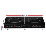 Devanti 60cm Portable Induction Cooktop with Dual Cooking Zones and Touch Control - Top-Down View