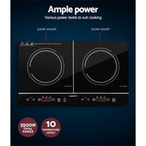 Devanti 60cm Portable Induction Cooktop with Dual Cooking Zones and Touch Control - Close-Up Angle