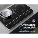 Devanti 60cm Portable Induction Cooktop with Dual Cooking Zones and Touch Control - Front View