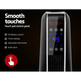 Devanti 2400W Portable Oscillating Ceramic Tower Heater with Remote Control - Black - Rear View